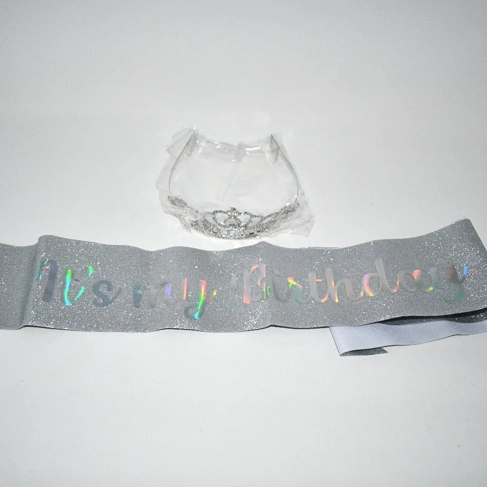 Moikolok Birthday Sash and Crown Set – “It’s My Birthday” Tiara & Satin Sash – S
